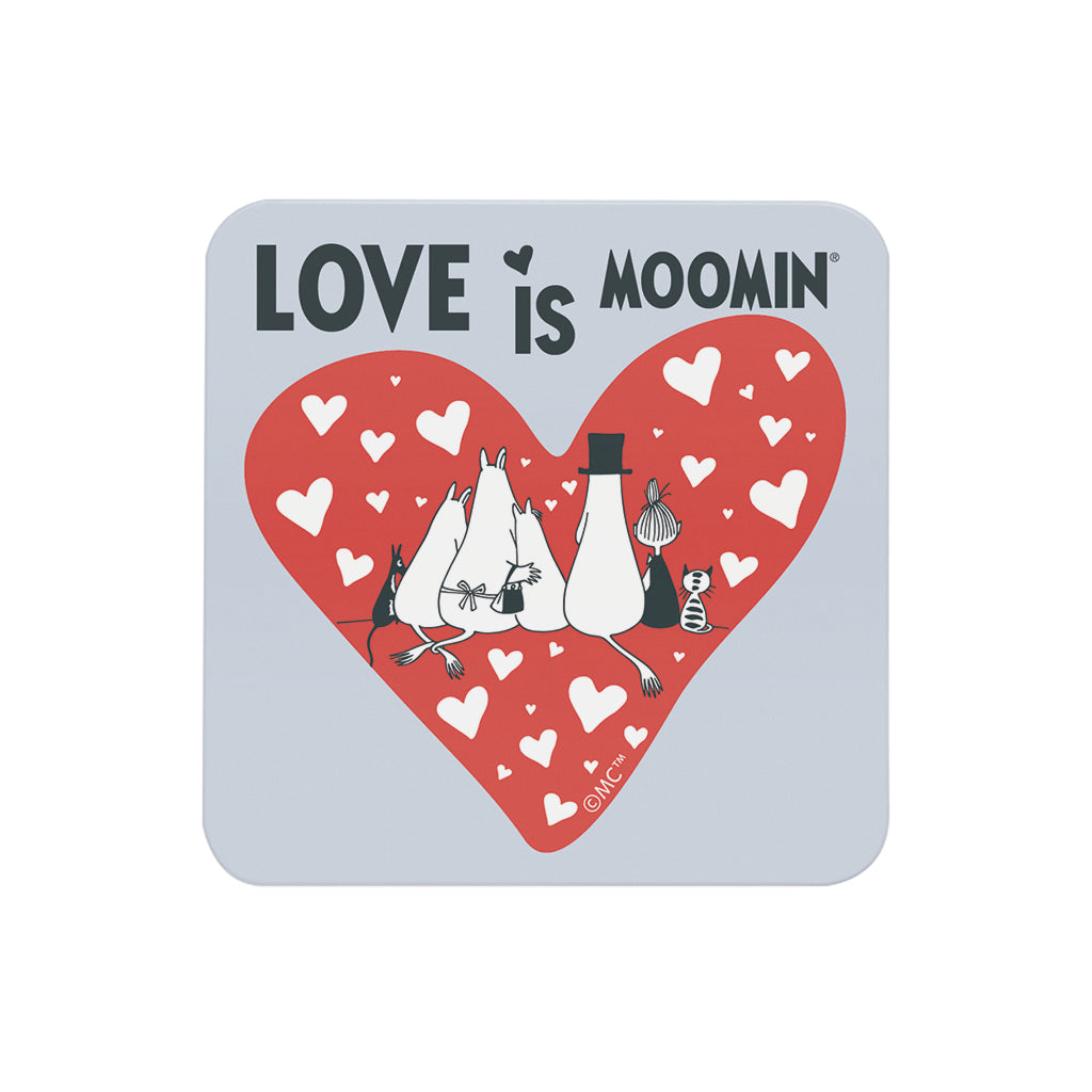 Moomin Family Hearts Love Is Moomin Wooden Single Coaster