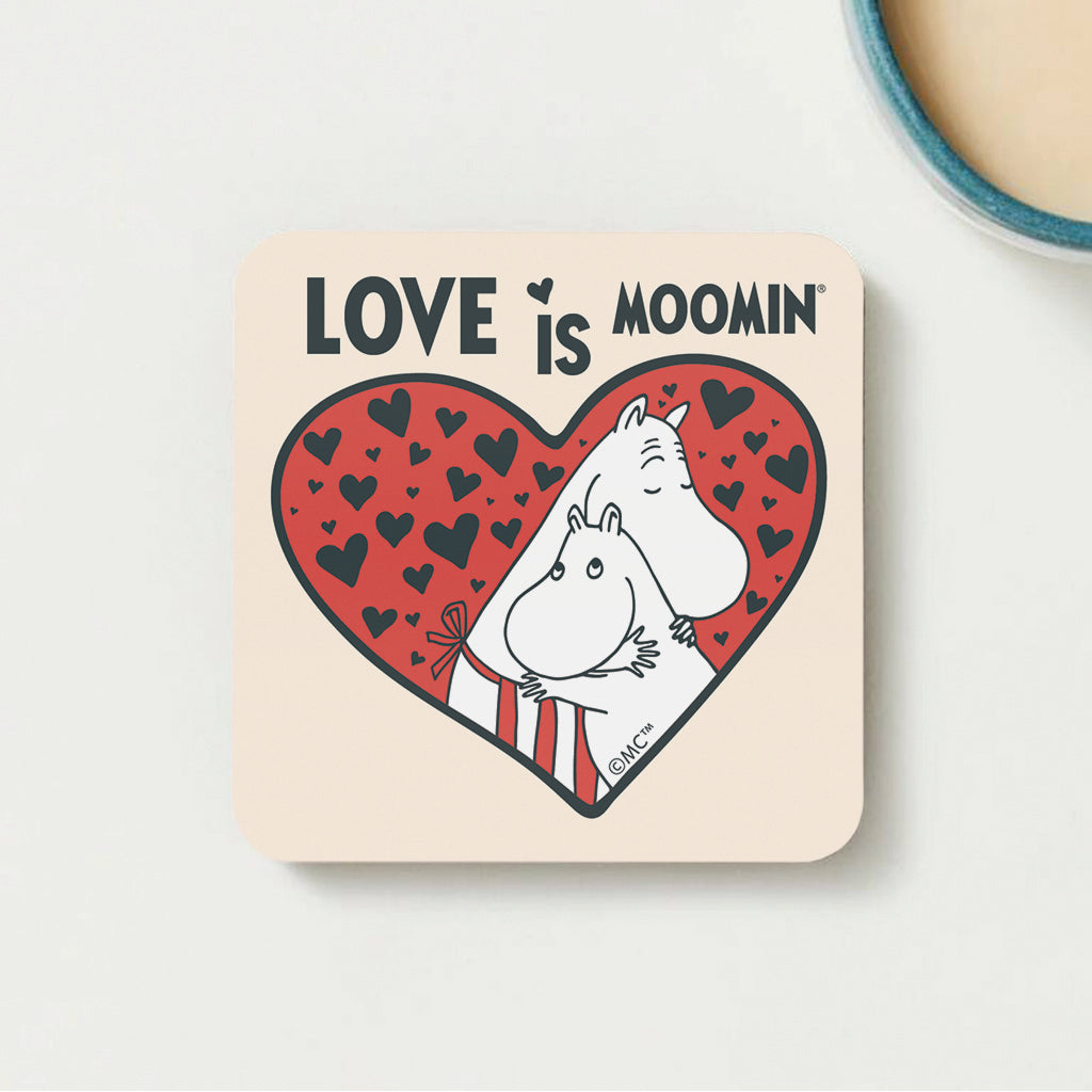 Moomin Heart Love Is Moomintroll &amp; Moominmamma Wooden Single Coaster