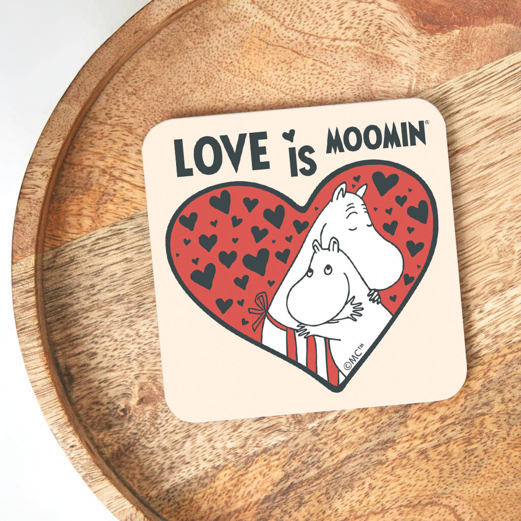 Moomin Heart Love Is Moomintroll &amp; Moominmamma Wooden Single Coaster