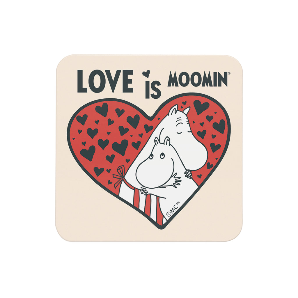 Moomin Heart Love Is Moomintroll &amp; Moominmamma Wooden Single Coaster