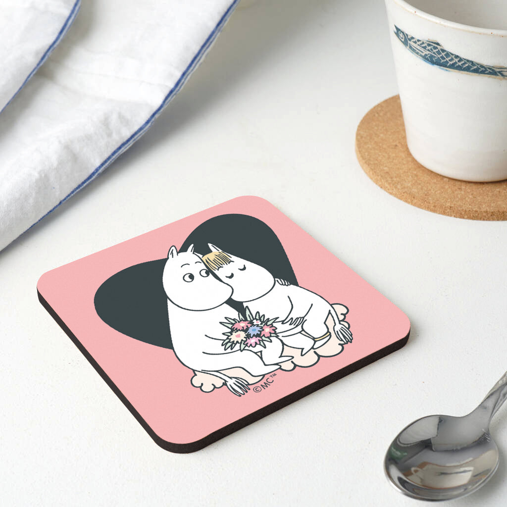 Moomin Snorkmaiden &amp; Moomintroll Love Heart Wooden Single Coaster