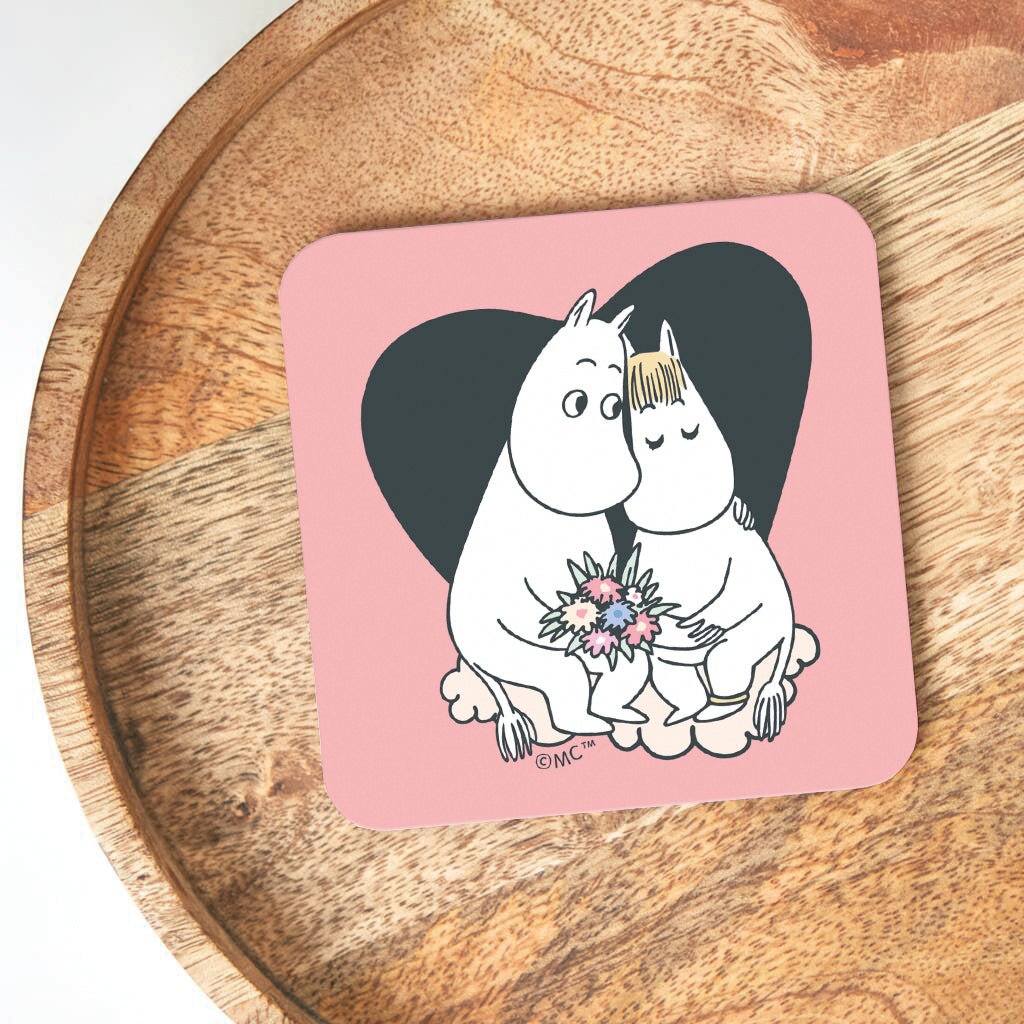 Moomin Snorkmaiden &amp; Moomintroll Love Heart Wooden Single Coaster