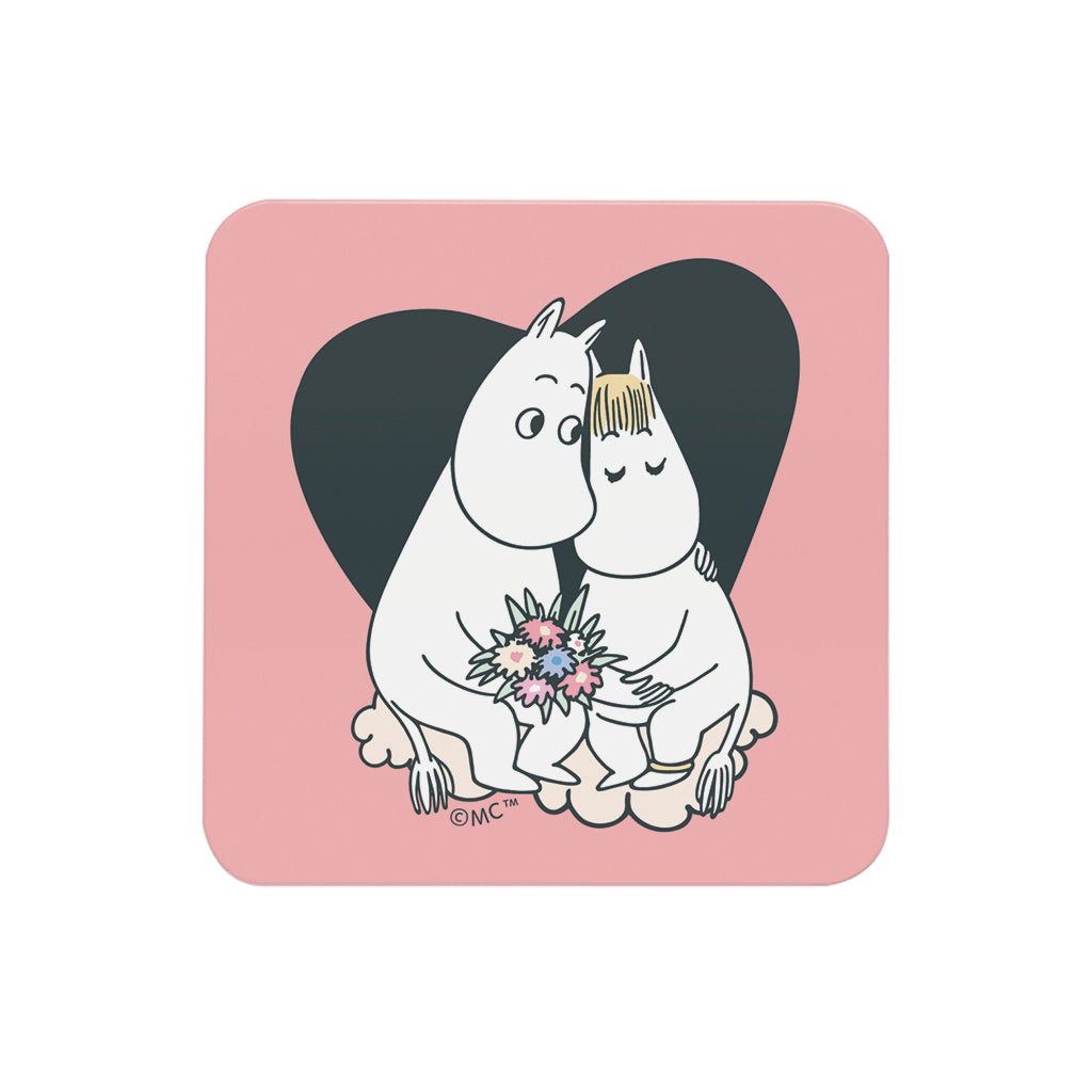 Moomin Snorkmaiden &amp; Moomintroll Love Heart Wooden Single Coaster