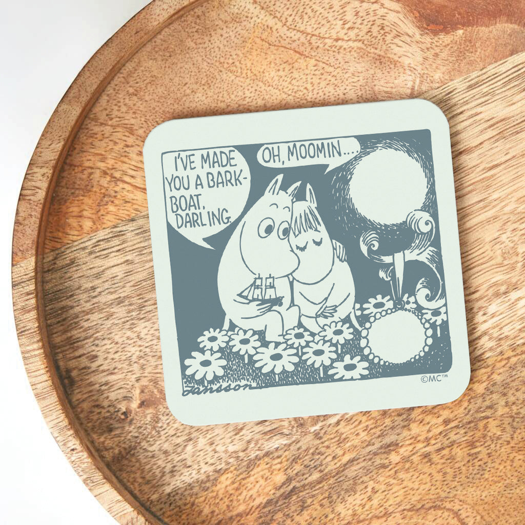 Moomin Love Moomintroll Snorkmaiden Comic Scene Wooden Single Coaster | Moomin Shop US