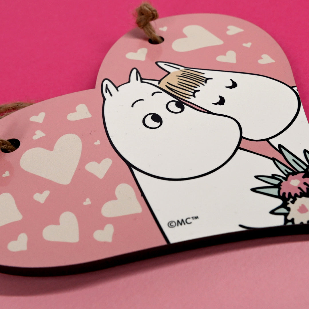 Moomin Love Hearts Moomintroll And Snorkmaiden Heart Shaped Wooden Hanging Sign