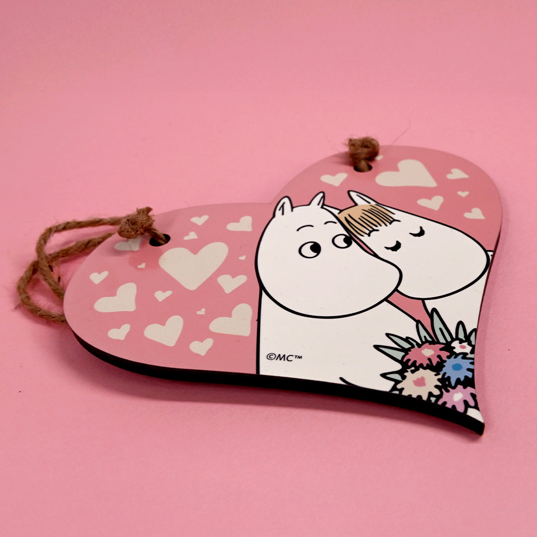 Moomin Love Hearts Moomintroll And Snorkmaiden Heart Shaped Wooden Hanging Sign