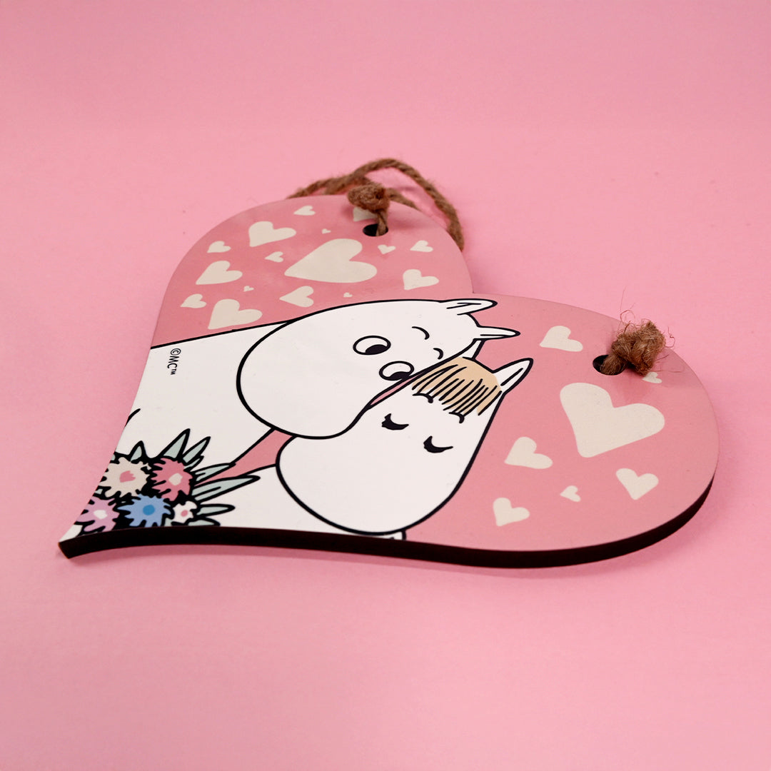 Moomin Love Hearts Moomintroll And Snorkmaiden Heart Shaped Wooden Hanging Sign