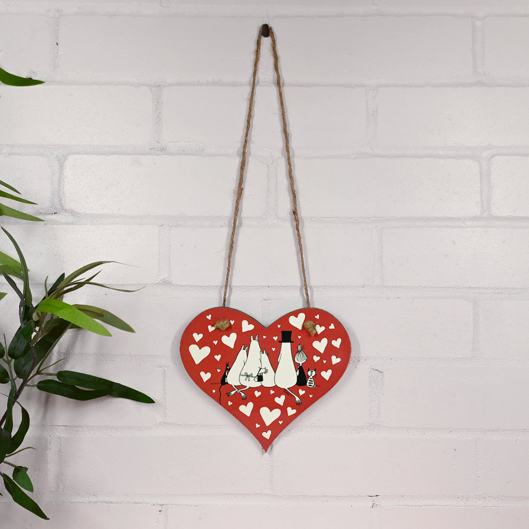 Moomin Hearts Family Love Wooden Hanging Sign Heart Shaped Wooden Hanging Sign