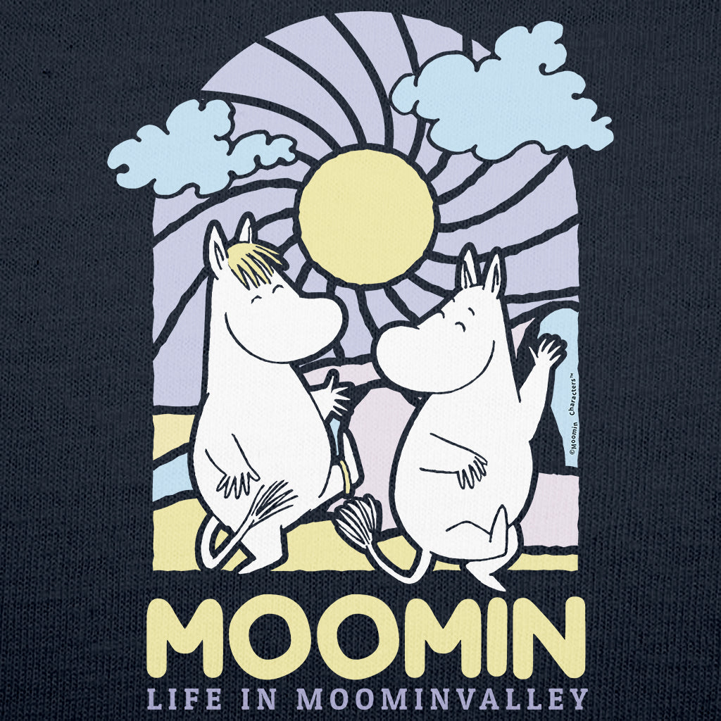 Moomin Life In Moominvalley Stained Glass Style Dark Adult T-Shirt
