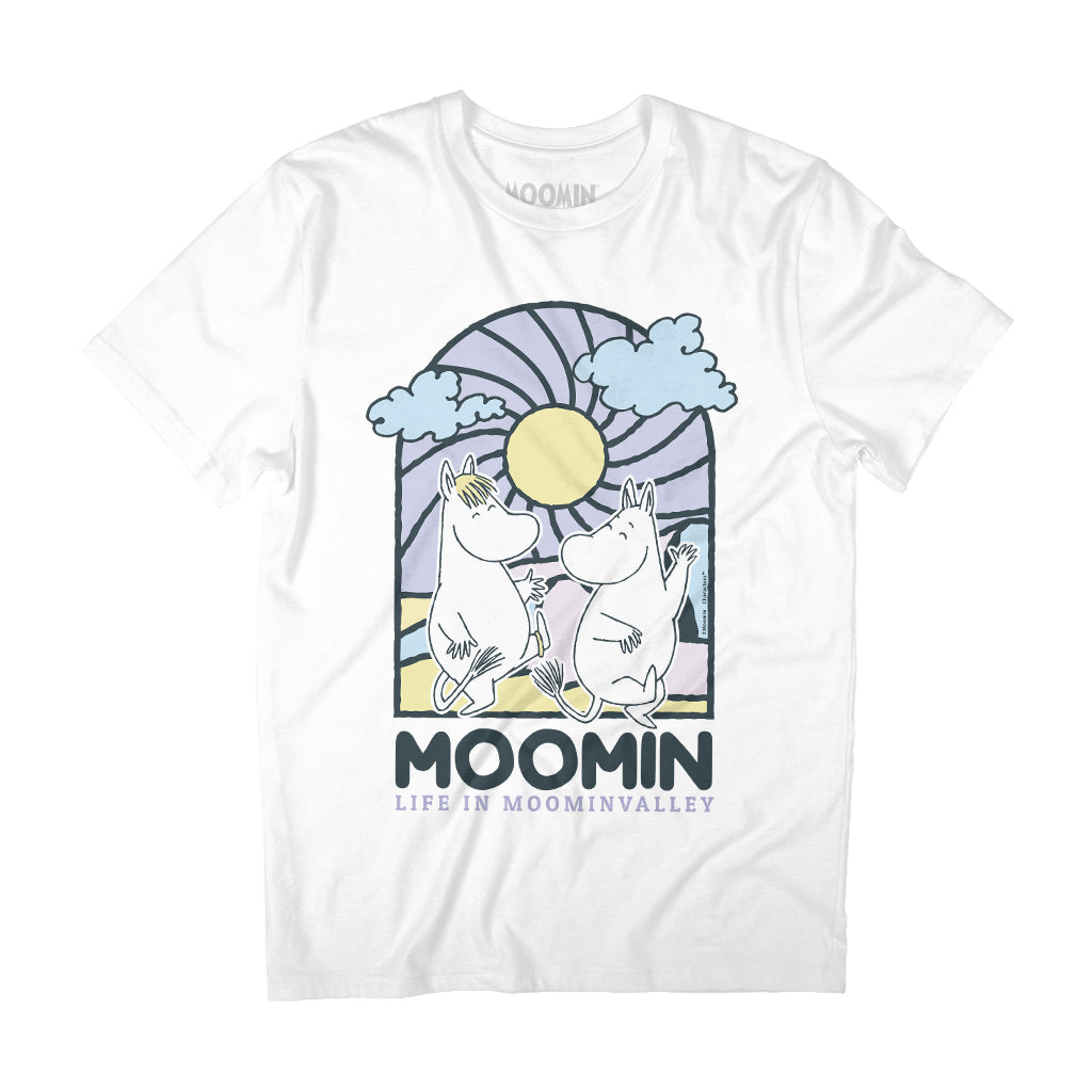 Moomin Stained Glass Style Life In Moominvalley Light Adult T-Shirt | Moomin Shop US