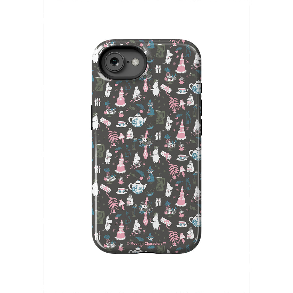 Moomin Family Tea Party Grey Apple iPhone Tough Case