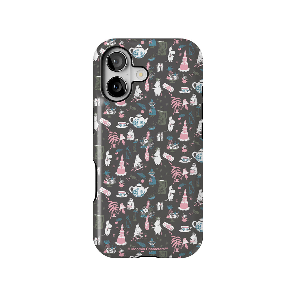 Moomin Family Tea Party Grey Apple iPhone Tough Case