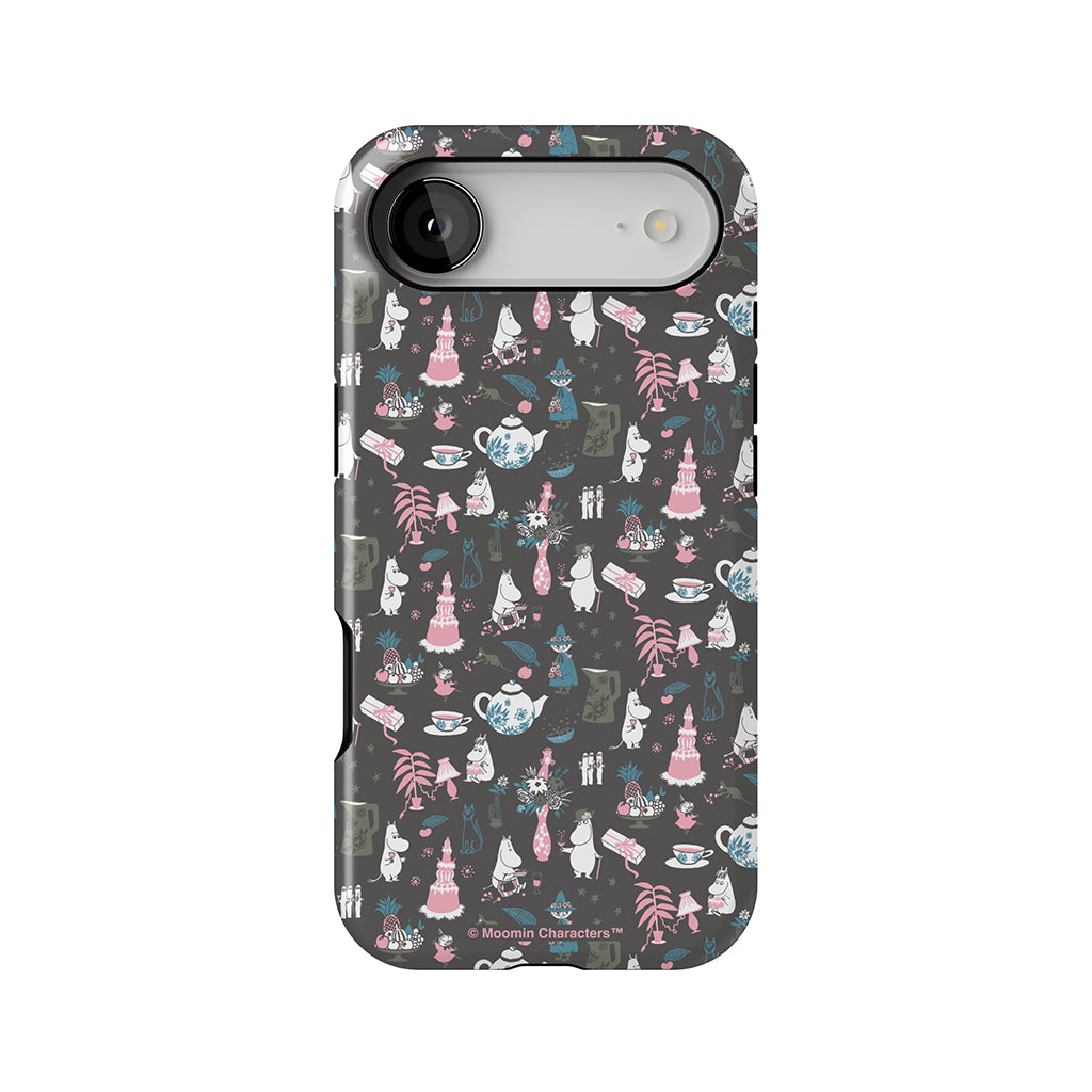 Moomin Family Tea Party Grey Apple iPhone Tough Case
