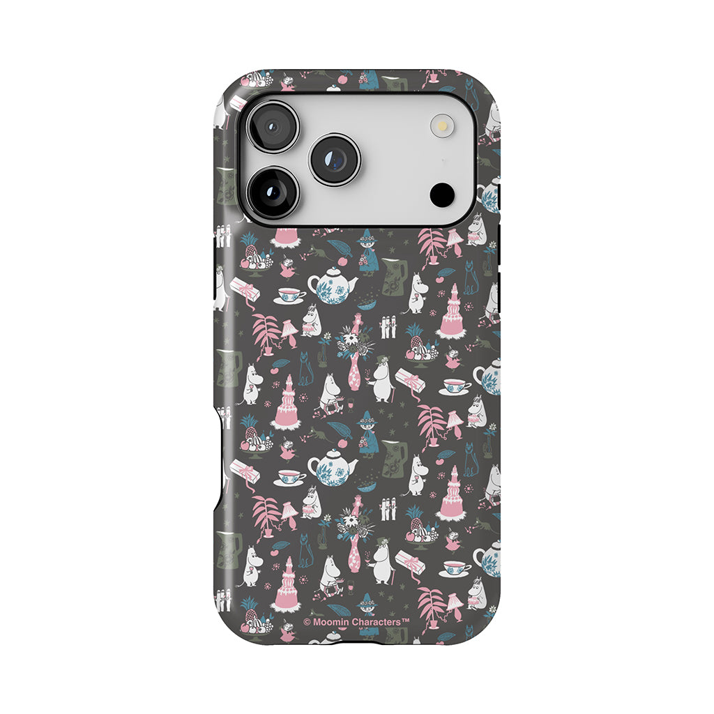 Moomin Family Tea Party Grey Apple iPhone Tough Case