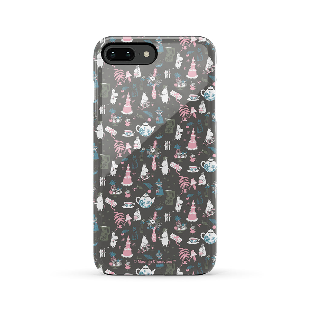 Moomin Family Tea Party Grey Apple iPhone Tough Case