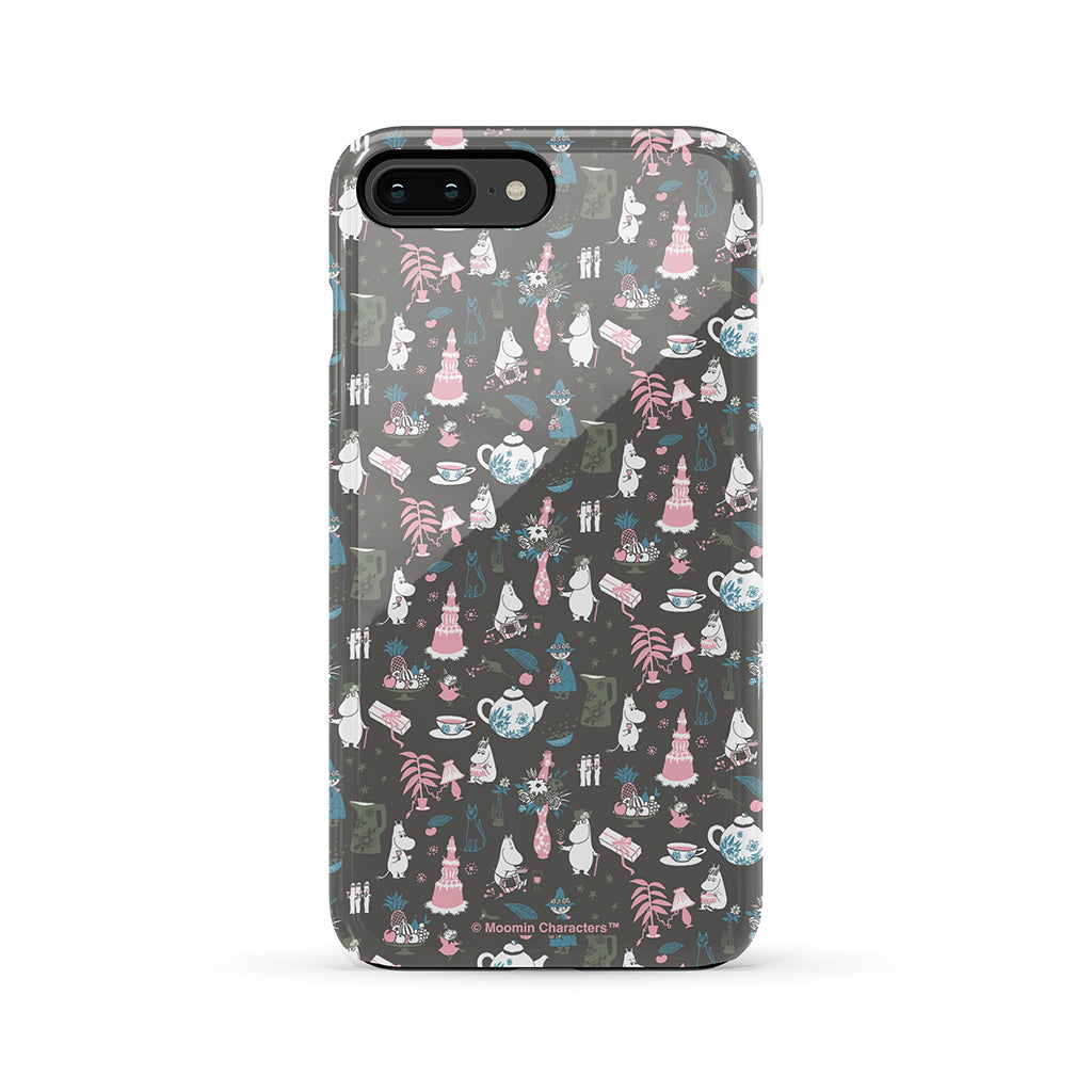 Moomin Family Tea Party Grey Apple iPhone Tough Case