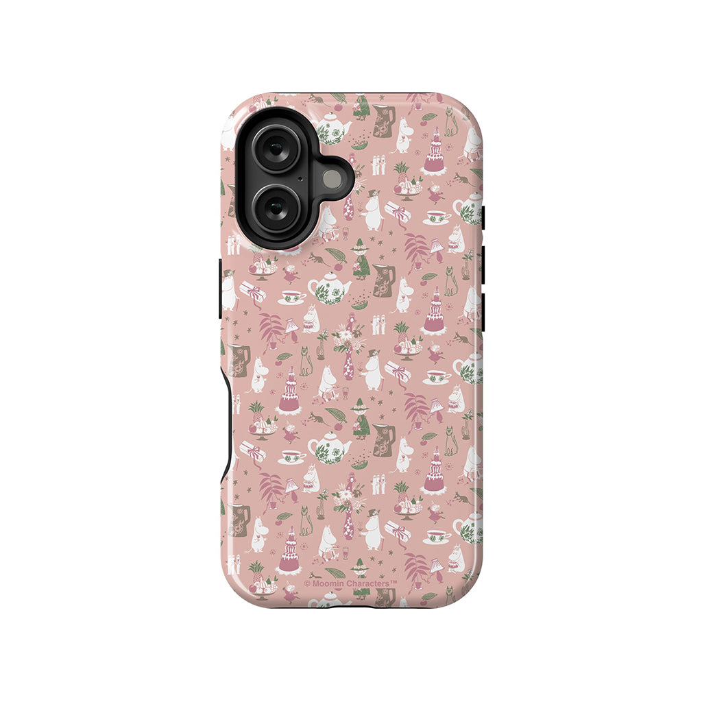 Moomin Family Tea Party Pink Apple iPhone Tough Case - Casestry | Moomin Shop US