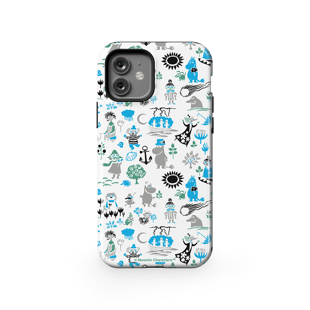 Moomins By The Sea Blue And Green Apple iPhone Tough Case