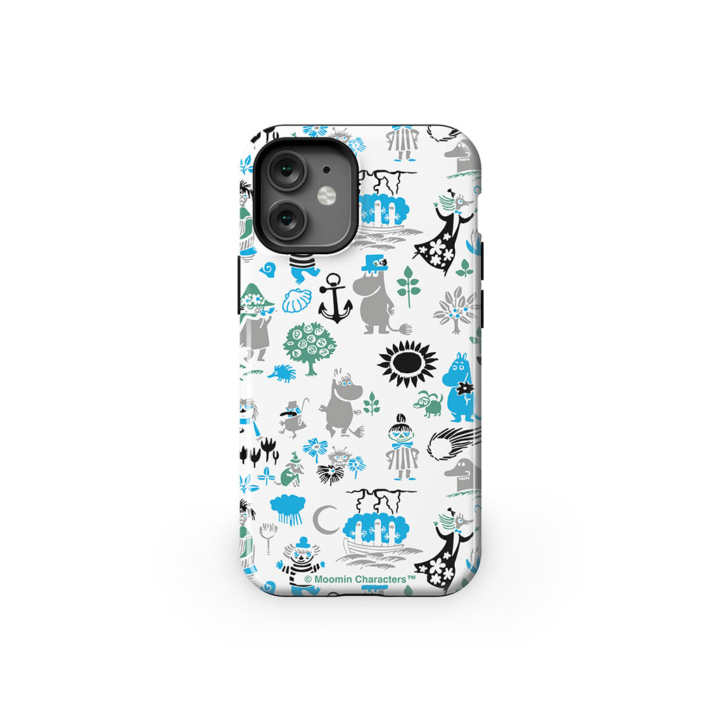 Moomins By The Sea Blue And Green Apple iPhone Tough Case