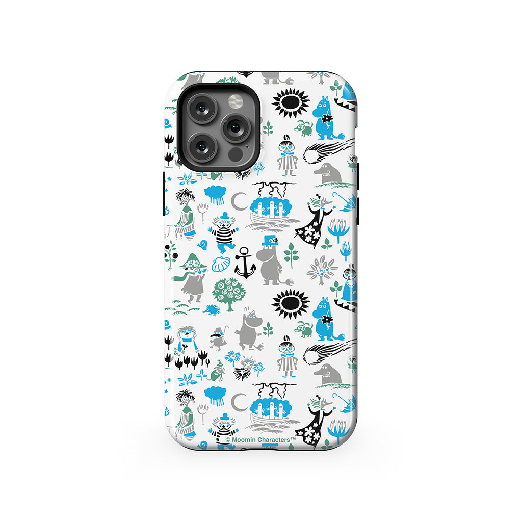 Moomins By The Sea Blue And Green Apple iPhone Tough Case