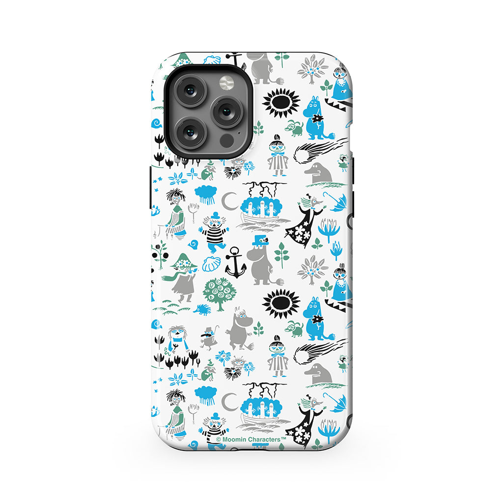 Moomins By The Sea Blue And Green Apple iPhone Tough Case
