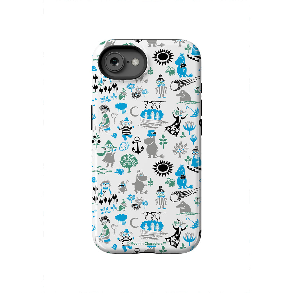 Moomins By The Sea Blue And Green Apple iPhone Tough Case