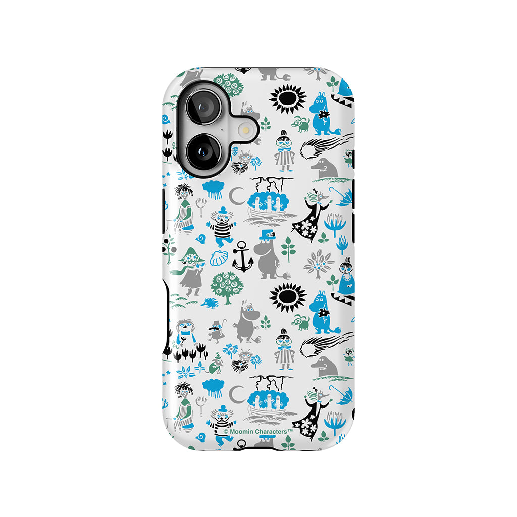 Moomins By The Sea Blue And Green Apple iPhone Tough Case