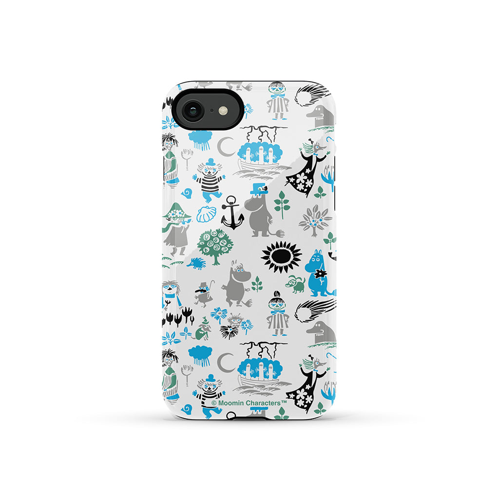 Moomins By The Sea Blue And Green Apple iPhone Tough Case