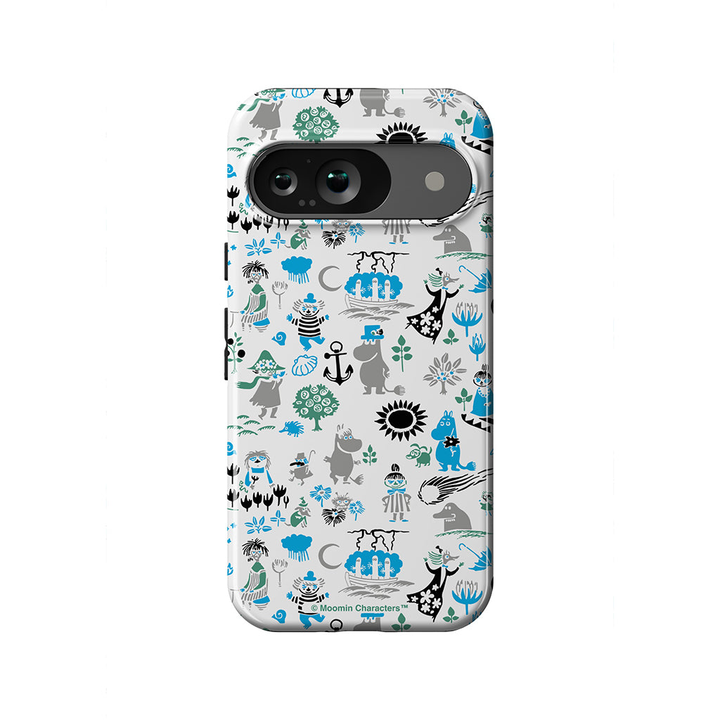 Moomins By The Sea Blue And Green Google Pixel Tough Case - Casestry | Moomin Shop US
