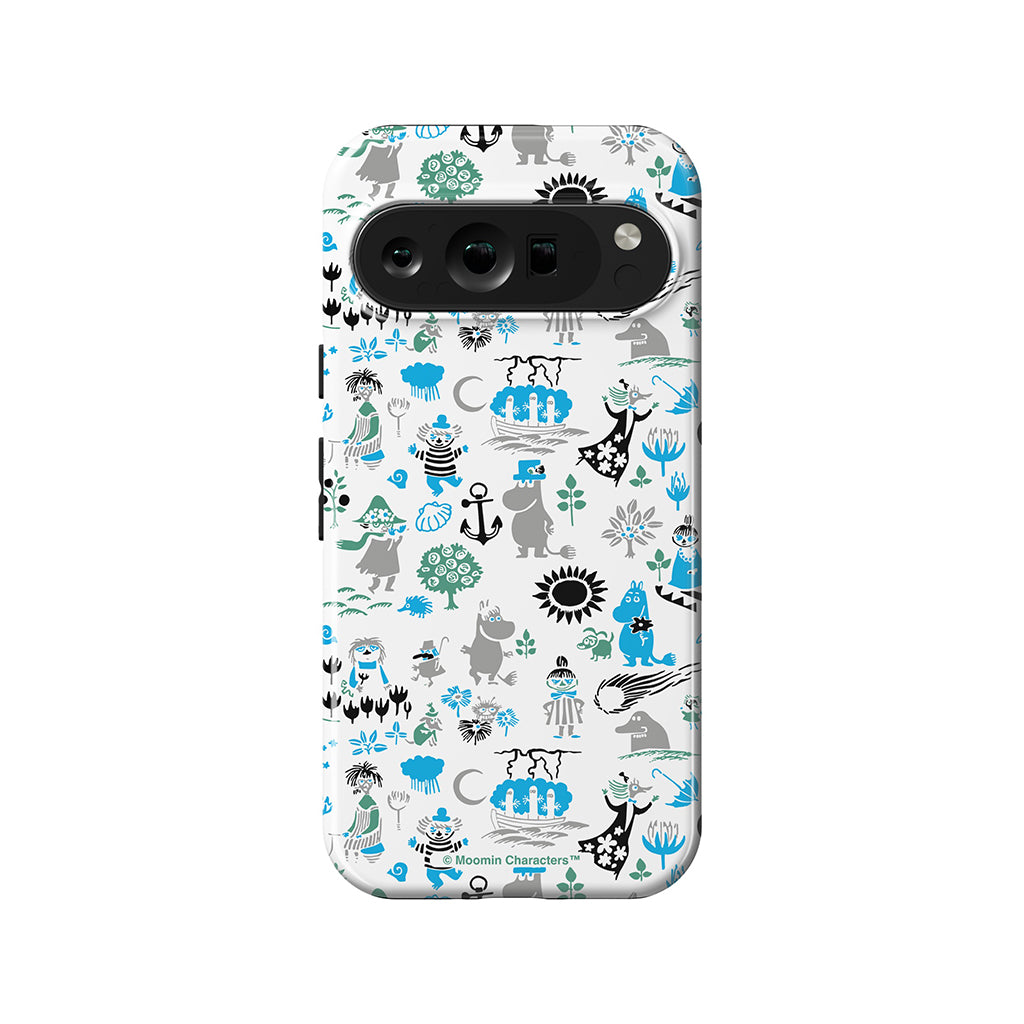 Moomins By The Sea Blue And Green Google Pixel Tough Case