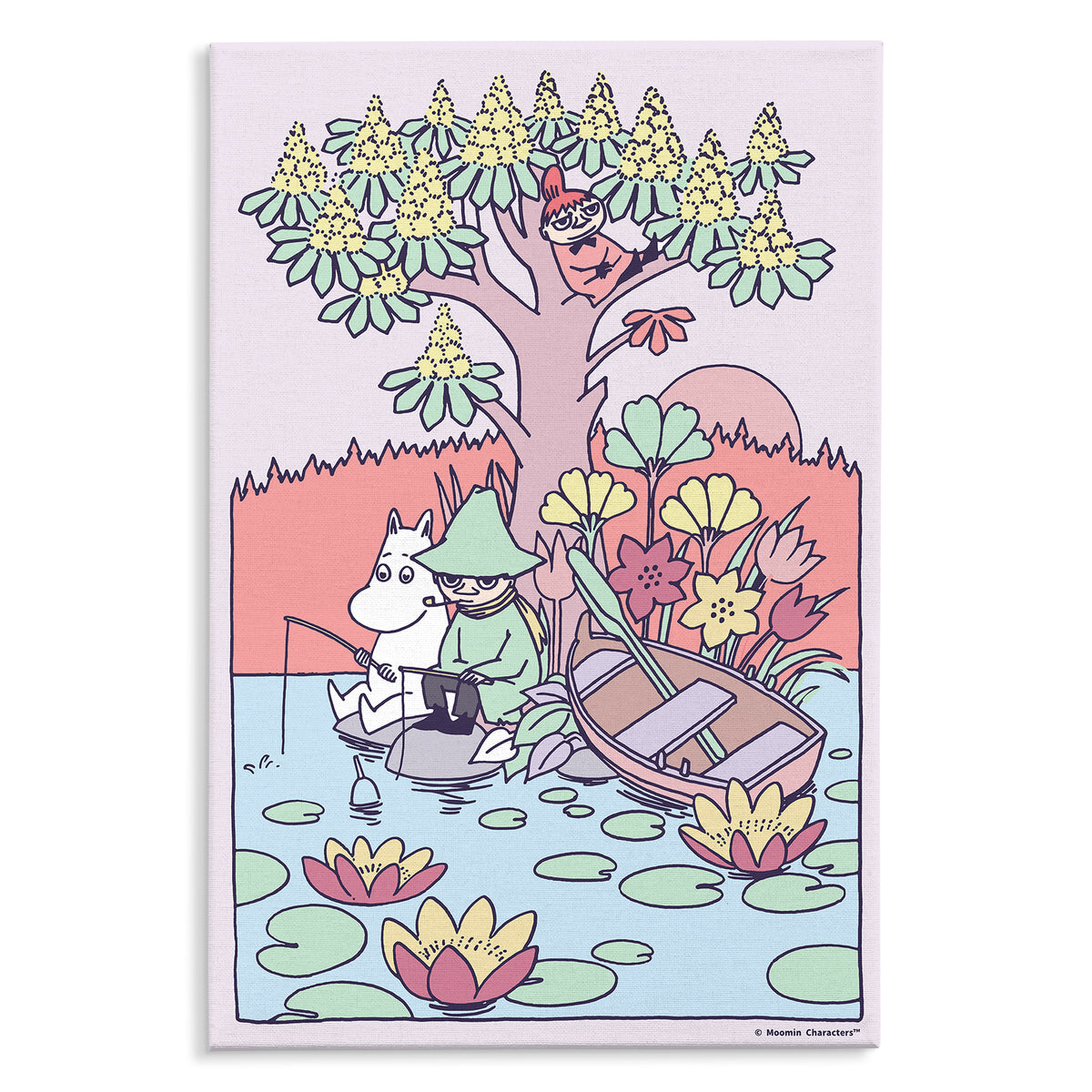 Snufkin & Moomintroll Fishing Stretched Canvas | Moomin Shop United States