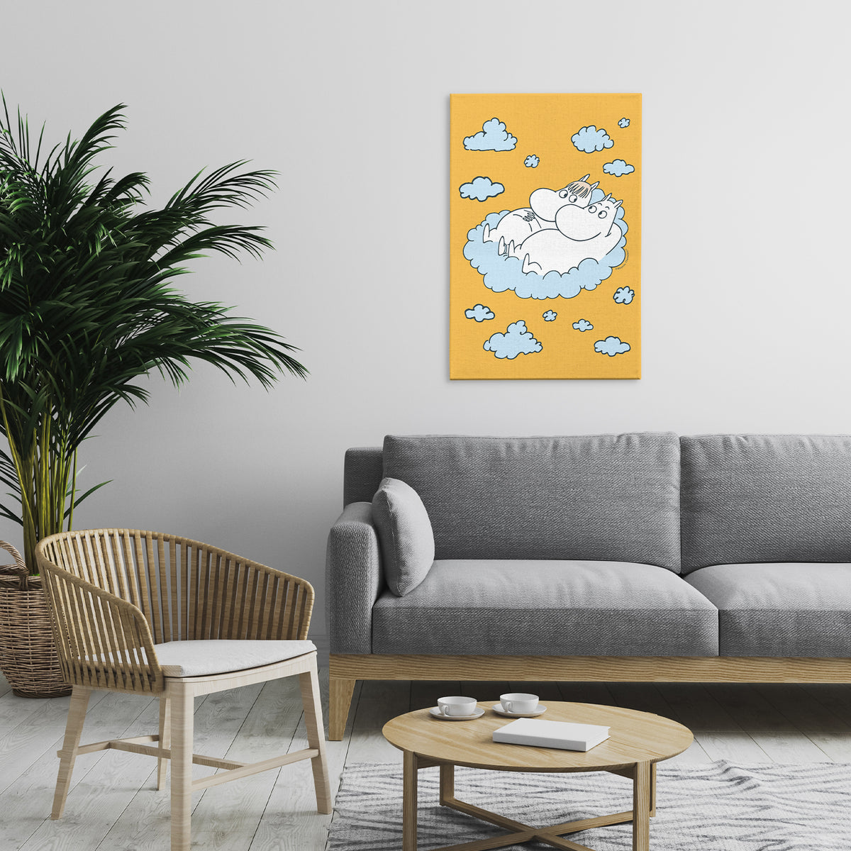 Moomintroll & Snorkmaiden On Clouds Stretched Canvas