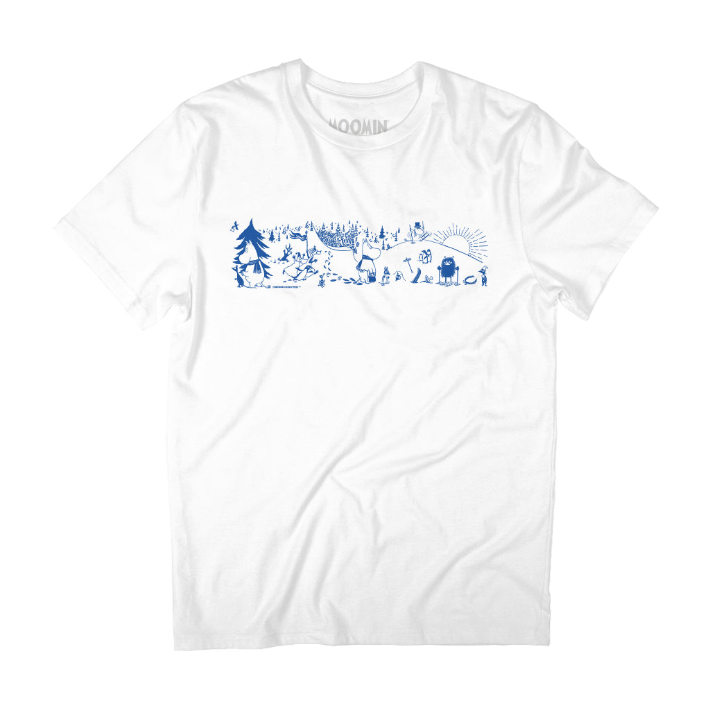 Moomin Blue Winter Sports Games Adult T-Shirt | Moomin Shop US