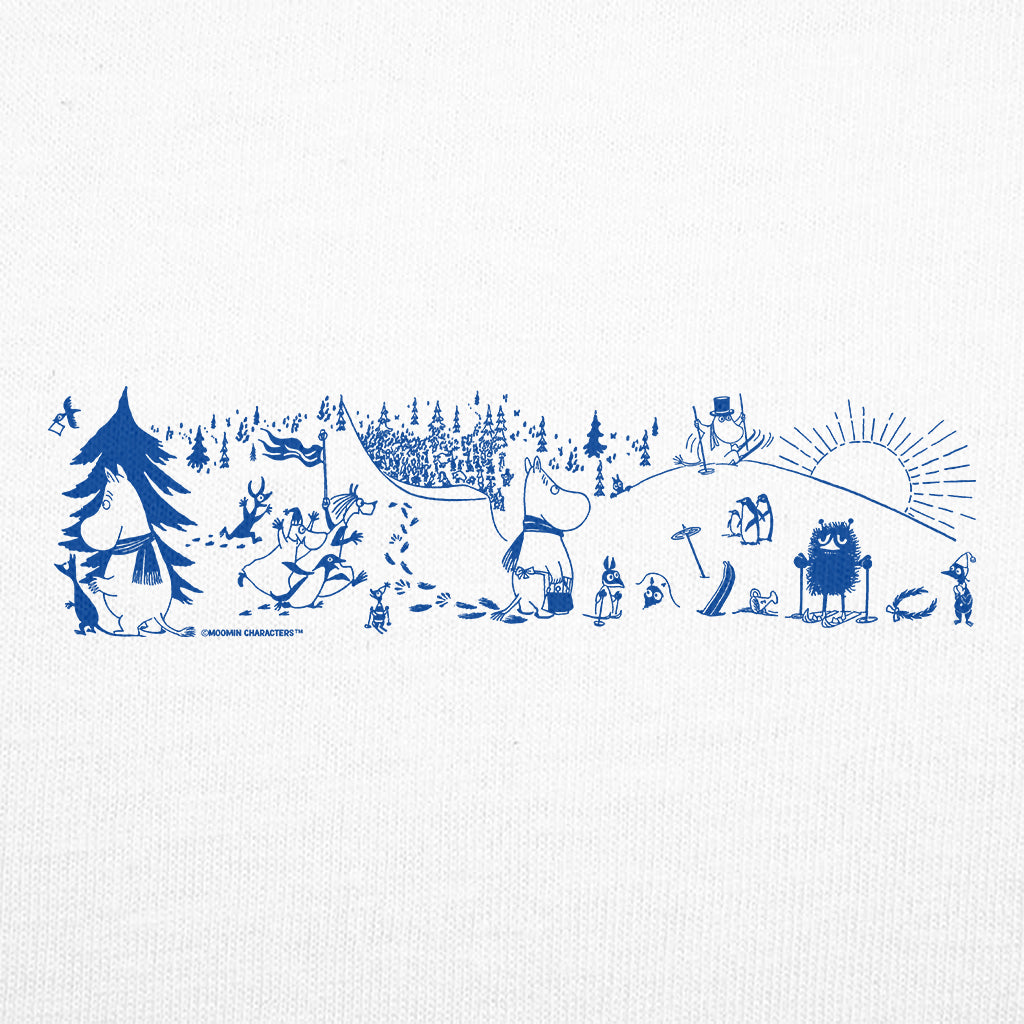 Moomin Blue Winter Sports Games Adult T-Shirt