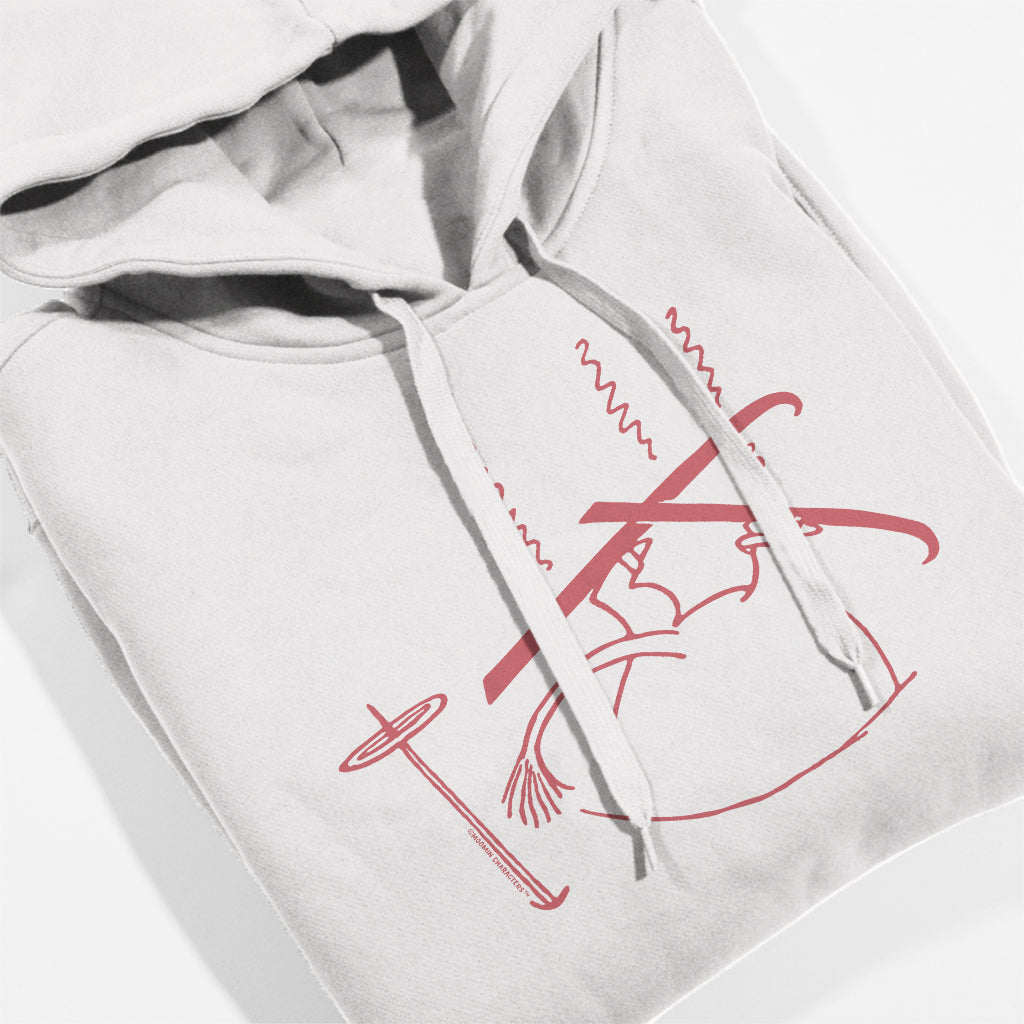 Red Skiing Moomintroll Stuck In Snow Winter Games Adult Hoodie