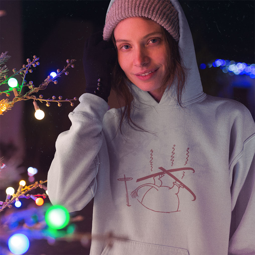 Red Skiing Moomintroll Stuck In Snow Winter Games Adult Hoodie