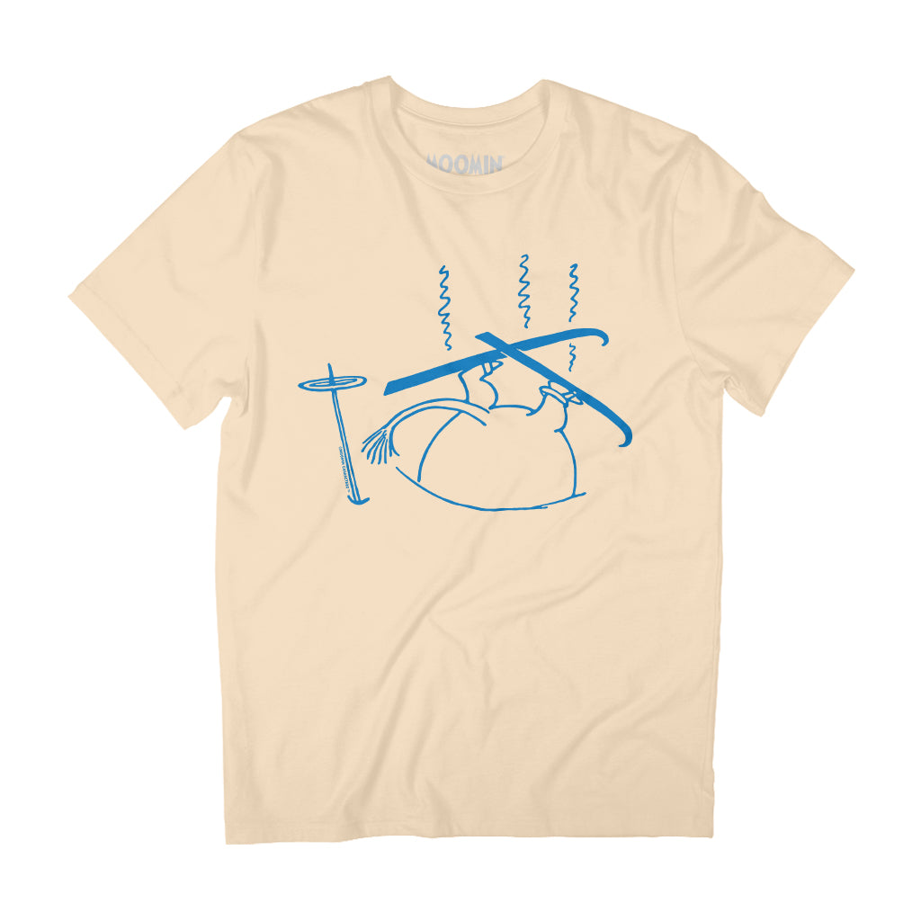 Blue Skiing Moomintroll Stuck In Snow Winter Games Adult T-Shirt | Moomin Shop US