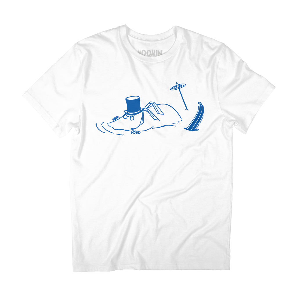 Blue Skiing Moominpappa Stuck In Snow Winter Games Adult T-Shirt | Moomin Shop US