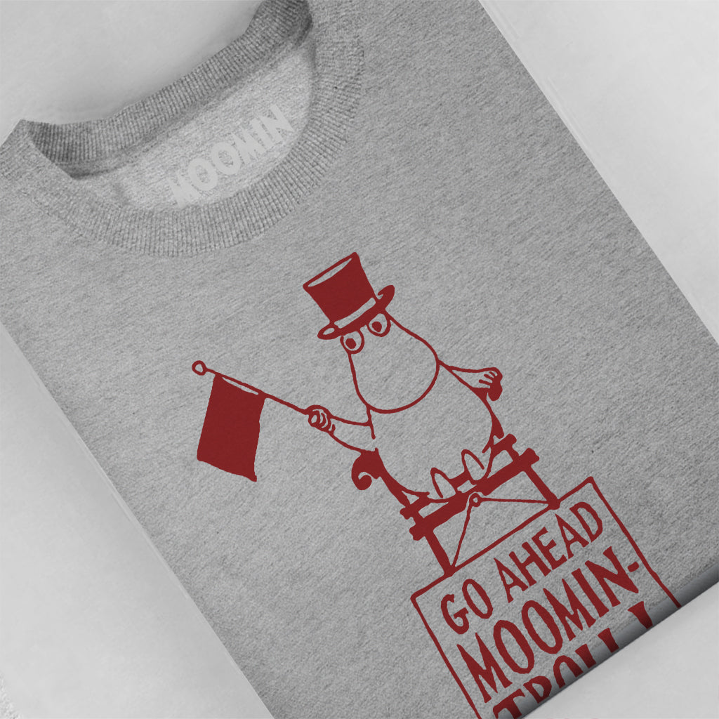 Red Moominpappa Winter Games Go Ahead Moomintroll! Adult Sweatshirt | Moomin Shop US