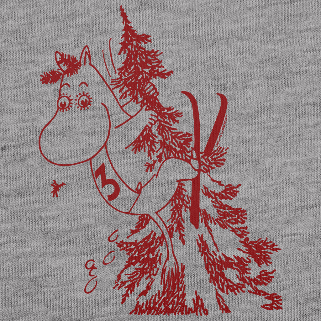 Red Moomintroll Skiing Flies Into Tree Winter Sports Games Adult T-Shirt