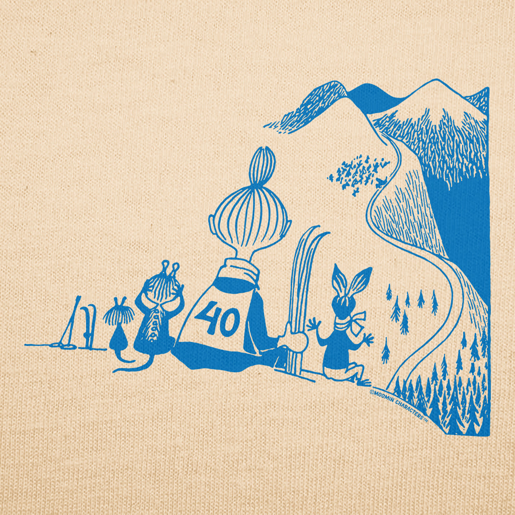Blue Mymble &amp; Co Skiing Moomin Winter Games Sports Adult T-Shirt