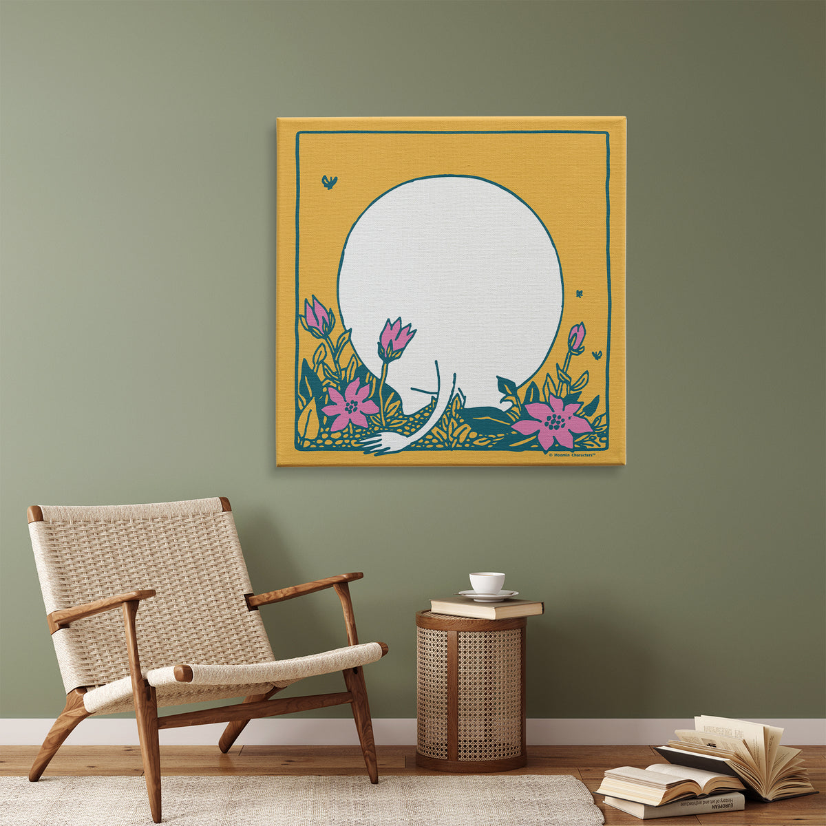 Moomin Butt Floral Giant Stretched Canvas