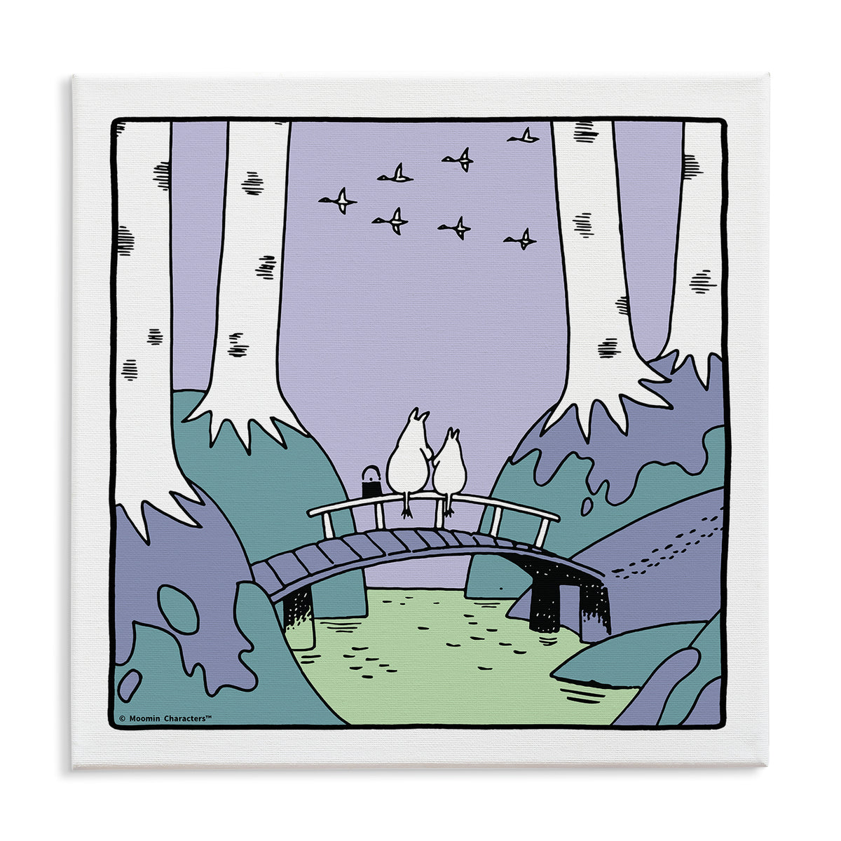 Moominvalley Scenic Bridge Giant Stretched Canvas - Square | Moomin Shop US
