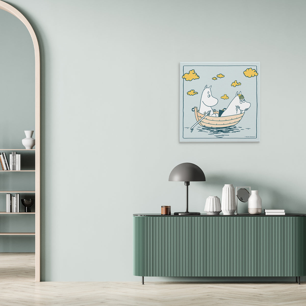 Moomintroll & Snorkmaiden Grumpy Sailing Stretched Canvas