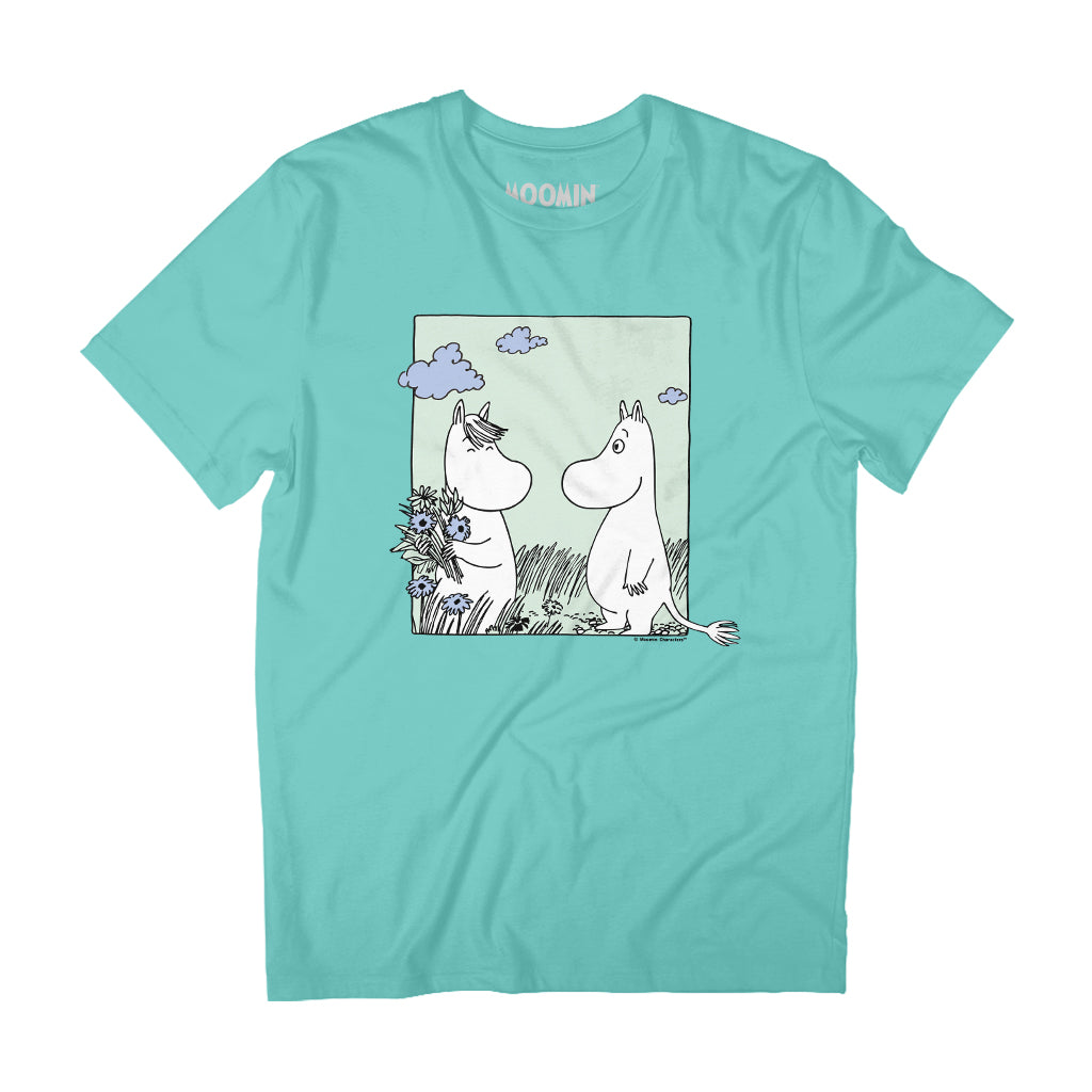 Moomintroll & Snorkmaiden Love Picking Flowers Adult T-Shirt