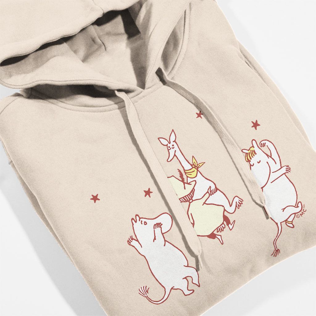 Comet in Moominland Moomintroll, Snorkmaiden & Snufkin Happy Dance Adult Hoodie