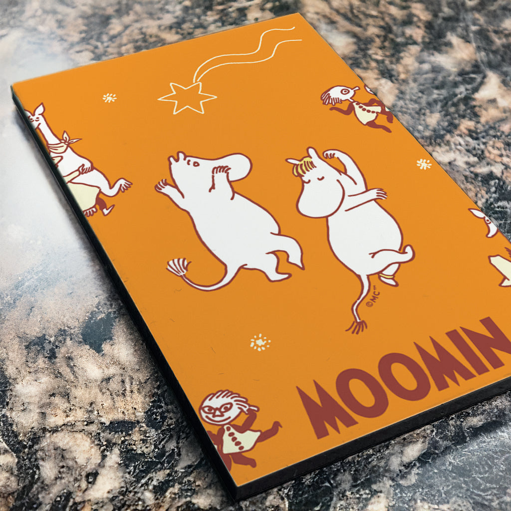 Comet in Moominland Moomintroll & Snorkmaiden Happy Dance Rectangle Wooden Magnet
