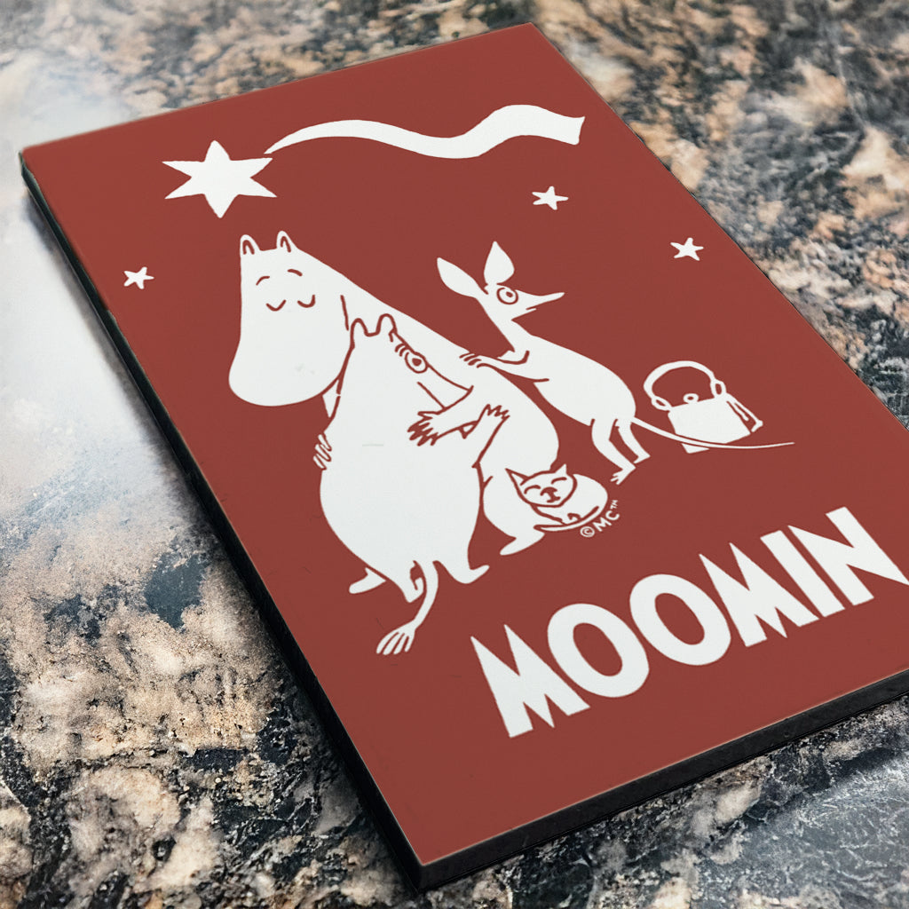 Comet in Moominland Moomintroll & Snorkmaiden Family Hug Rectangle Wooden Magnet