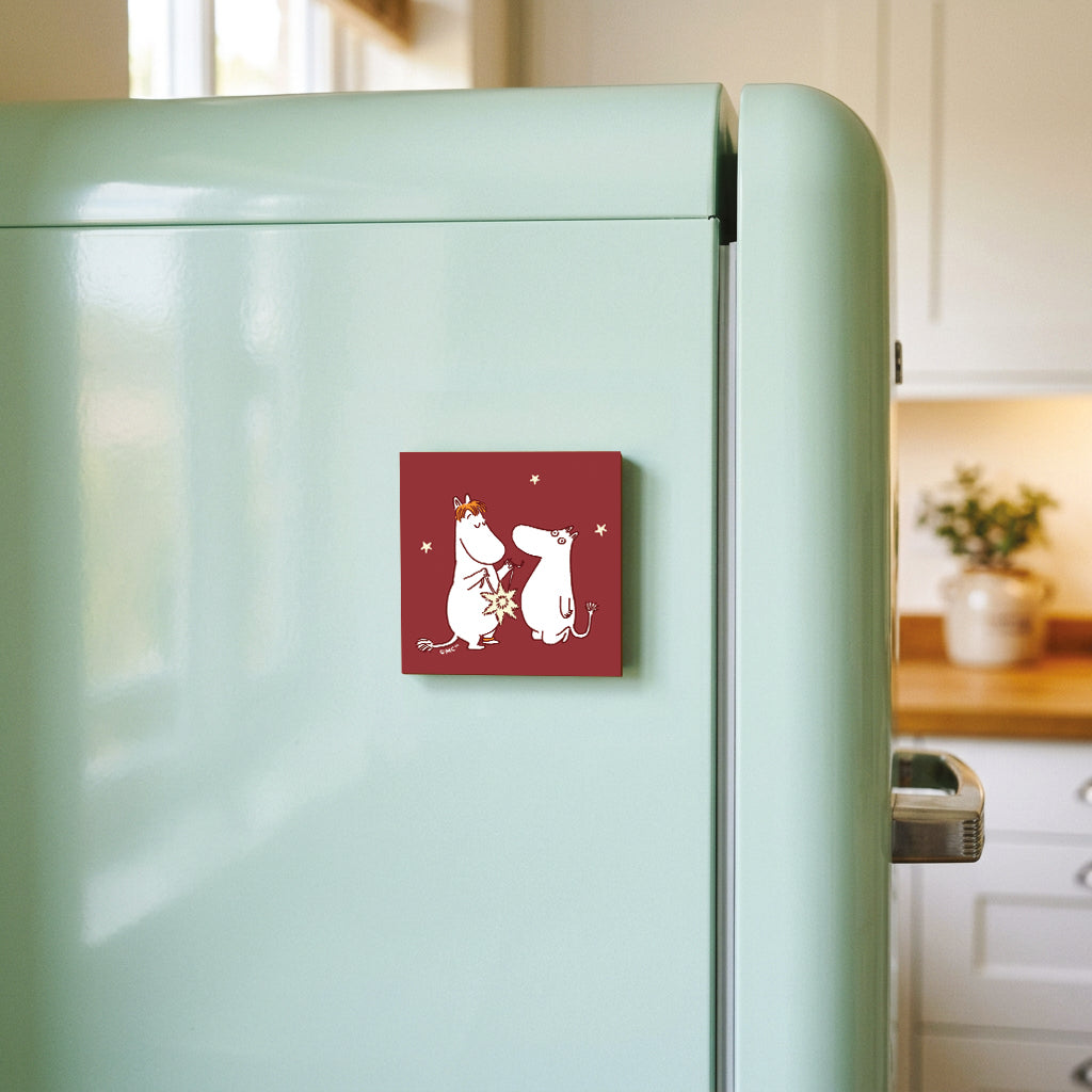 Comet in Moominland Moomintroll, Snorkmaiden & Snufkin The Perfect Gift Square Wooden Magnet