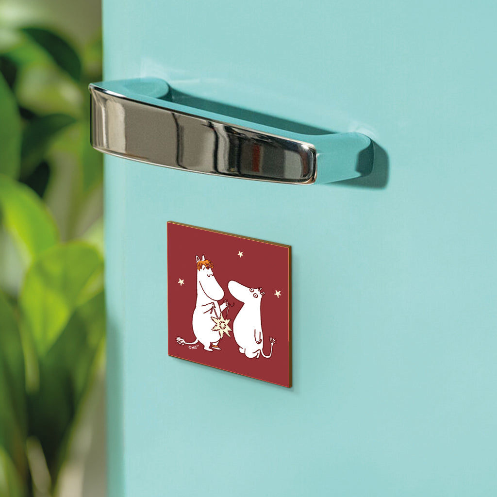 Comet in Moominland Moomintroll, Snorkmaiden & Snufkin The Perfect Gift Square Wooden Magnet